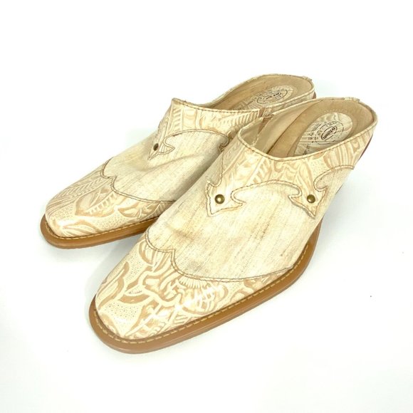 Dr. Scholl's Shoes - Dr. Scholls Alamo Western Mules Cream Size 8.5
